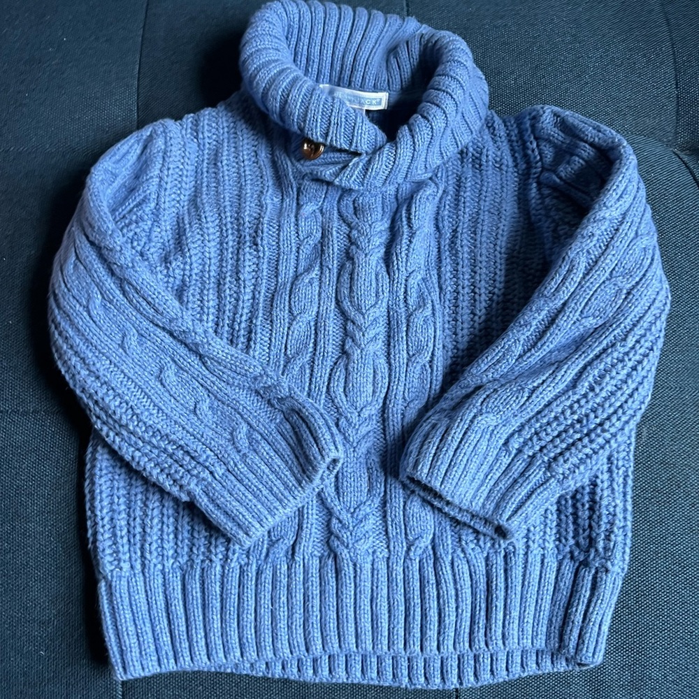Toddler Boys Blue Janie and Jack Shawl collar sweater Size 18-24 months